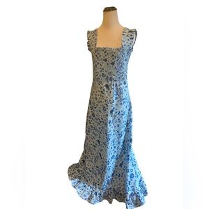 GANNI Blue Floral Maxi Dress